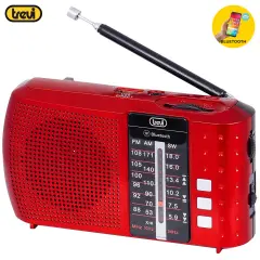 TREVI RA 7F20 prenosni radio FM/AW/SW, Bluetooth, MP3, USB/MicroSD, polnilna baterija, rdeč