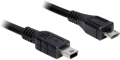 Delock USB kabel USB 2.0 USB-mikro-B vtič\, USB-mini-B vtič 1.00 m črna pozlačeni konektorji\, UL-certificirano 83177