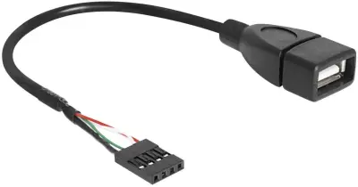 Delock USB kabel USB 2.0 spojni konektor 4-polni \, USB-A vtičnica 0.20 m črna UL-certificirano 83291
