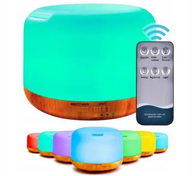 LED RGB aroma difuzor vlažilec zraka z daljinskim upravljalnikom 300ml rjav