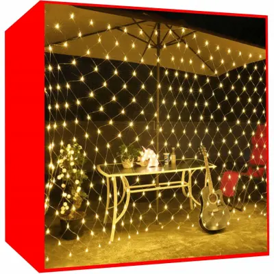 Novoletne lučke mreža 160 LED toplo bela 2,6m 8 funkcij