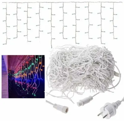 Novoletne lučke zavesa 200 LED RGB barvne 8m flash efekt