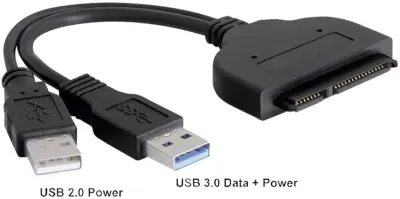 Delock trdi disk adapter [1x USB 3.2 gen. 1 vtič A (USB 3.0), moški konektor USB 2.0 tipa A - 1x kombiniran ženski konektor SATA, 15 + 7 polov] 0.2 m