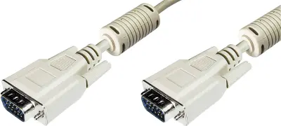 Digitus VGA priključni kabel VGA 15-polni vtič\, VGA 15-polni vtič 10.00 m siva AK-310103-100-E lahko se privije\, s feritnim jedrom VGA kabel