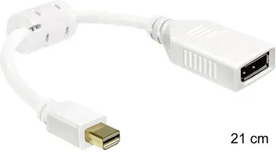Delock 0403315 DisplayPort adapter [1x moški konektor mini Displayport - 1x ženski konektor DisplayPort] bela s feritnim jedrom