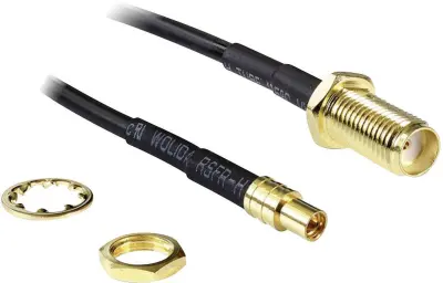 Delock WLAN antena podaljšek [1x SMA-vtičnica - 1x MMCX vtičnica] 20.00 cm črna pozlačeni konektorji