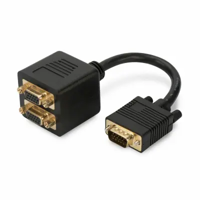 Digitus VGA Y-kabel VGA 15-polni vtič\, VGA 15-polna vtičnica\, VGA 15-polna vtičnica 0.20 m črna AK-310400-002-S  VGA kabel
