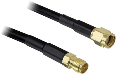 WLAN Antenski Podaljševalni kabel [1x RP-SMA konektor - 1 x RP-SMA vtič] 2 m črn  Delock