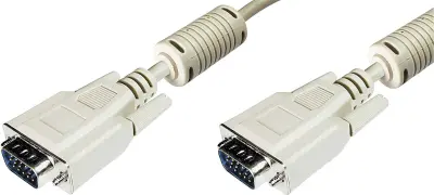 Digitus VGA priključni kabel VGA 15-polni vtič\, VGA 15-polni vtič 3.00 m siva AK-310103-030-E lahko se privije\, s feritnim jedrom VGA kabel