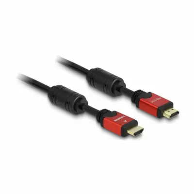 Delock HDMI priključni kabel HDMI-A  vtič\, HDMI-A  vtič 3.00 m rdeča/črna 57903 pozlačeni konektorji\, s feritnim jedrom HDMI kabel