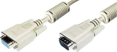 Digitus VGA podaljšek VGA 15-polni vtič\, VGA 15-polna vtičnica 5.00 m siva AK-310203-050-E lahko se privije\, s feritnim jedrom VGA kabel