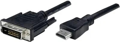 Manhattan HDMI / DVI adapterski kabel HDMI-A  vtič\, DVI-D 24+1-polni vtič 1.80 m črna 372503-CG lahko se privije HDMI kabel