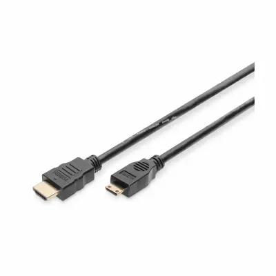 Digitus HDMI priključni kabel HDMI-A  vtič\, HDMI-mini-C  vtič 3.00 m črna AK-330106-030-S pozlačeni konektorji HDMI kabel