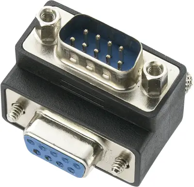 Kotni adapter za serijski vmesnik RS232\, iz moškega na ženski konektor\, 90 stopinj