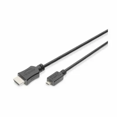 Digitus HDMI priključni kabel HDMI-A  vtič\, HDMI-mikro-D  vtič 1.00 m črna AK-330109-010-S pozlačeni konektorji HDMI kabel