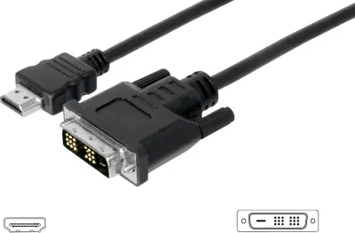 Digitus HDMI / DVI adapterski kabel HDMI-A  vtič\, DVI-D 18+1-polni vtič 3.00 m črna AK-330300-030-S lahko se privije HDMI kabel