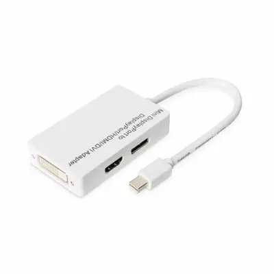 DisplayPort/HDMI/DVI adapter [1x Mini-DisplayPort-vtič  1x DisplayPort-vtičnica\, HDMI-vtičnica\, DVI-vtičnica 24+1pol.] 0.20m\, bel