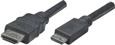 Manhattan HDMI priključni kabel HDMI-A  vtič\, HDMI-mini-C  vtič 1.80 m črna 304955-CG #####4K UHD HDMI kabel