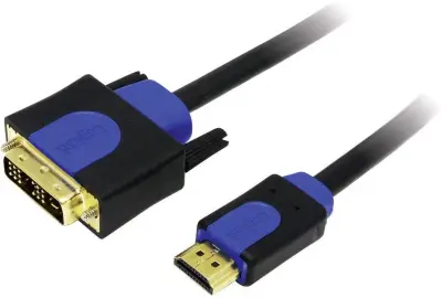 LogiLink DVI / HDMI adapterski kabel DVI-D 18+1-polni vtič\, HDMI-A  vtič 5.00 m črna CHB3105 pozlačeni konektorji\, lahko se privije DVI kabel