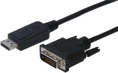 Digitus DisplayPort / DVI adapterski kabel DisplayPort  vtič\, DVI-D 24+1-polni vtič 1.00 m črna AK-340301-010-S lahko se privije DisplayPort kabel