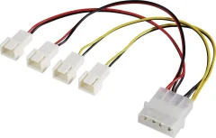 PC ventilator Y-kabel [4x 3-polni moški konektor za računalniški ventilator - 1x 4-polni električni moški konektor IDE] 0.15 m črna\, rdeča\, rumena Akasa