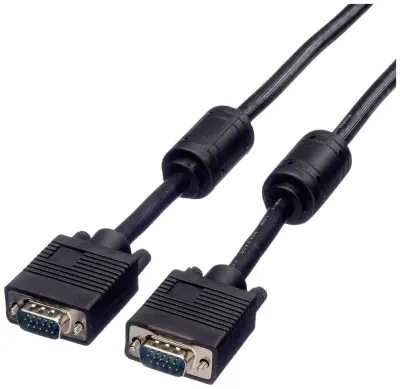 Roline VGA priključni kabel VGA 15-polni vtič 6.00 m črna 11.04.5656 dvojno oklopljen\, lahko se privije\, s feritnim jedrom VGA kabel