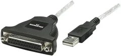 Paralelni USB-adapter Manhattan\, moški kon. USB 1.1 A/25-polni ž. kon. D-SUB\, črn\, 1\,8 m 336581