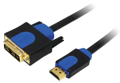 LogiLink DVI / HDMI adapterski kabel DVI-D 18+1-polni vtič\, HDMI-A  vtič 3.00 m črna CHB3103 pozlačeni konektorji\, lahko se privije DVI kabel
