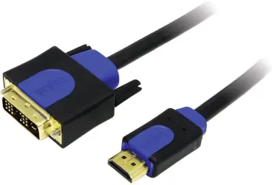 LogiLink DVI / HDMI adapterski kabel DVI-D 18+1-polni vtič\, HDMI-A  vtič 1.00 m črna CHB3101 pozlačeni konektorji\, lahko se privije DVI kabel
