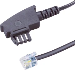 Analogni telefonski priključni kabel [1x TAE-F-vtič - 1x RJ11-vtič 6p4c] 15 m črne barve Basetech