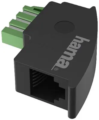 Hama telefon adapter [1x moški konektor TAE-F - 1x RJ11 vtičnica]  črna