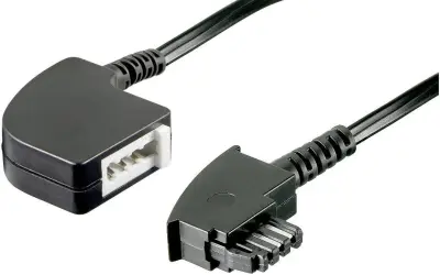 Kabelski podaljšek za analogni telefon [1x TAE-F-vtič - 1x TAE-F-vtičnica] 6 m črne barve Basetech