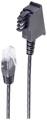 Shiverpeaks BASIC-S telefonski kabel TAE-F vtič na vtič RJ45, usmerjevalni kabel DSL VDSL, črn, 15 m Shiverpeaks DSL kabel [1x moški konektor TAE-F -