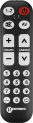 Geemarc TV-10 prilagodljiv univerzalni daljinski upravljalnik z velikimi črkami in gumbi za do dve napravi Geemarc TV-10 univerzalna daljinski upravljalnik črna