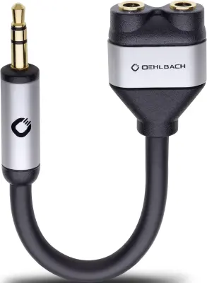 Cinch avdio Y-Adapter [1x Cinch vtič 3.5 mm - 2x Cinch vtičnica 3.5 mm] črna Oehlbach i-Connect J-AD