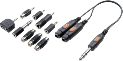 SpeaKa Professional-JACK/činč audio adapter\, 1x JACK\, moški\, 6.35mm - 2x JACK ženski 6.35mm\, črn