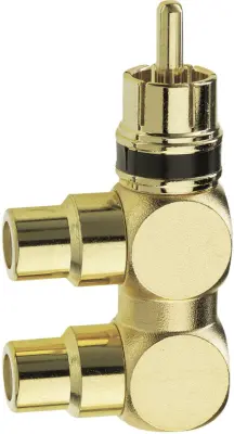 Cinch avdio adapter [1x Cinch vtič - 2x Cinch vtičnica] zlate barve\, Inakustik