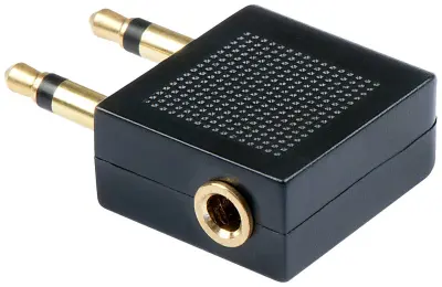 LINDY 35626  klinker avdio adapter [2x 3\,5 mm banana moški konektor - 1x priključna doza za 3\,5 mm banana moški konektor] črna