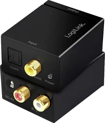 Koaksialni in Toslink na analogni L / R avdio pretvorniki LogiLink CA0100  Toslink / cinch avdio adapter  črna