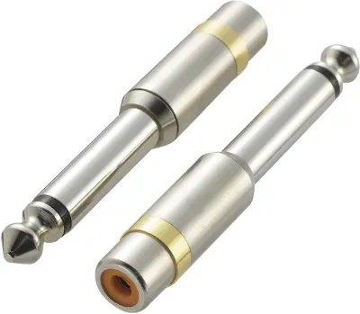 SpeaKa Professional KCA-635 klinken / činč audio adapter [1x klinken vtič 6.35 mm - 1x činč-vtičnica] srebrne barve