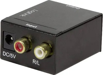 Analogni pretvornik L / R v koaksialni in Toslink avdio pretvornik LogiLink CA0102  Toslink / cinch avdio adapter  črna