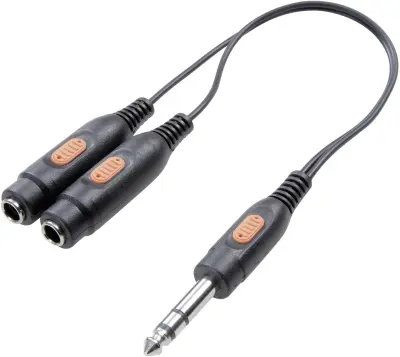 SpeaKa Professional-JACK audio Y-adapter 1x JACK\, moški 6.35mm/2x JACK\, ženski 6.35mm\, črn