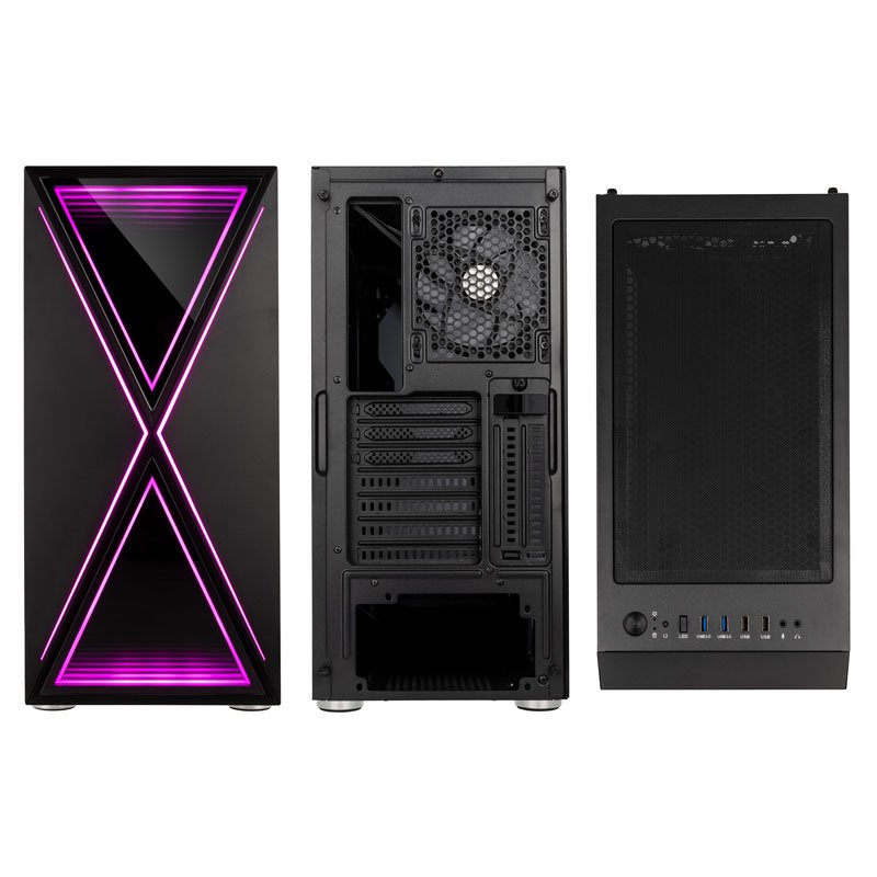 Kolink void x argb | infinity mirror sprednja stranica | e-atx in atx podpora | kaljeno steklo | črno računalniško ohišje