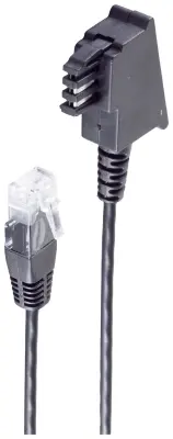 Shiverpeaks BASIC-S telefonski kabel TAE-F vtič na vtič RJ45, usmerjevalni kabel DSL VDSL, črn, 0,5 m Shiverpeaks DSL kabel [1x moški konektor TAE-F -