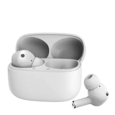Brezžične bluetooth 5.0 vodotesne slušalke z redukcijo hrupa ter polnilno postajo bele
