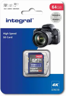 Integral 64gb High Speed SDHC/XC V30 UHS-I U3