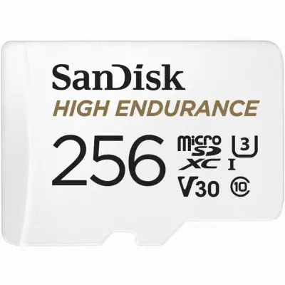 SanDisk High Endurance video microSDHC 256GB + SD Adapter Full HD / 4K video, do 100/40 MB/s C10, U3, V30