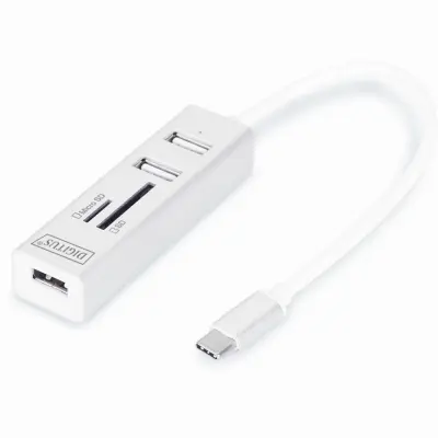Digitus hub USB 3xA + TipC + čitalec kartic DA-70243