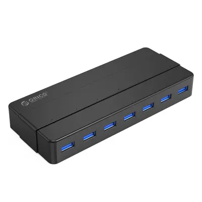 USB hub s 7 vhodi, USB 3.0, zunanje napajanje, črn, ORICO H7928-U3