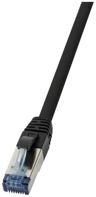 LogiLink CQ6035S RJ45  CAT 6a S/FTP 1.00 m črna pletena zaščita\, brez halogena\, PUR plašč\, kislinsko odporen\, odporen na olje in abrazijo 1 kos